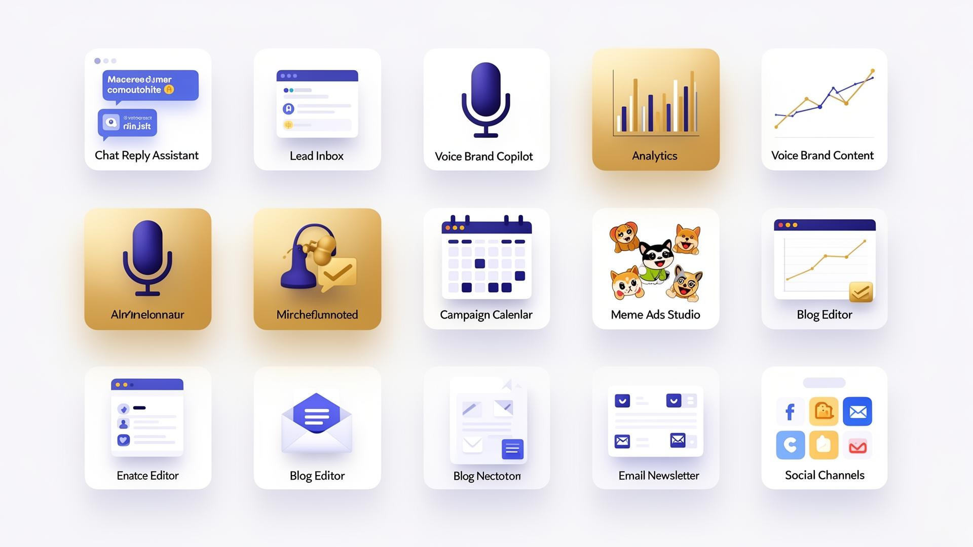 Bento grid preview of all ten ShowFace AI Grow Suite modules
